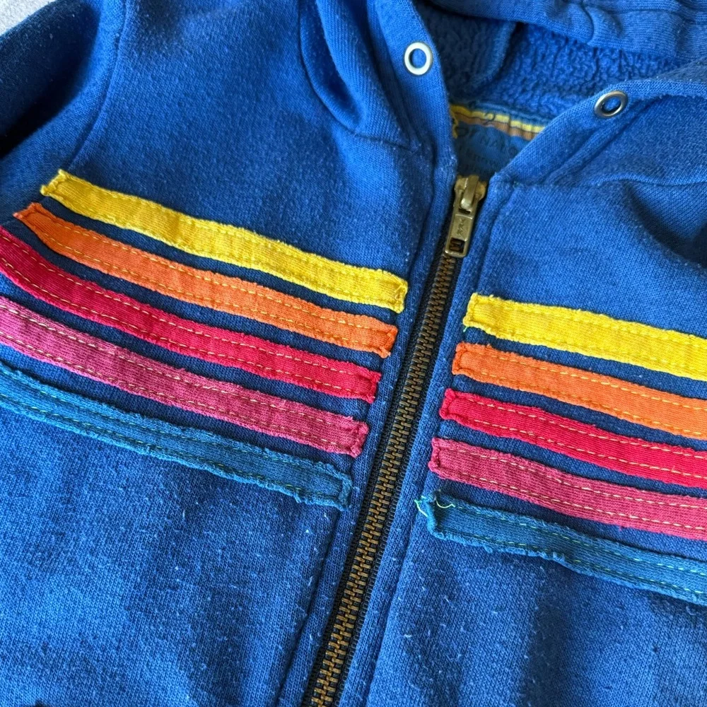 Aviator Nation Kids Blue Joggers with Smiley Face and Stripped Blue Hoodie Set - Picture 7 of 16